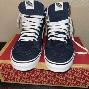 Vans SK8-HI Canvas Navy Blue High-Top Sneakers with White Accents